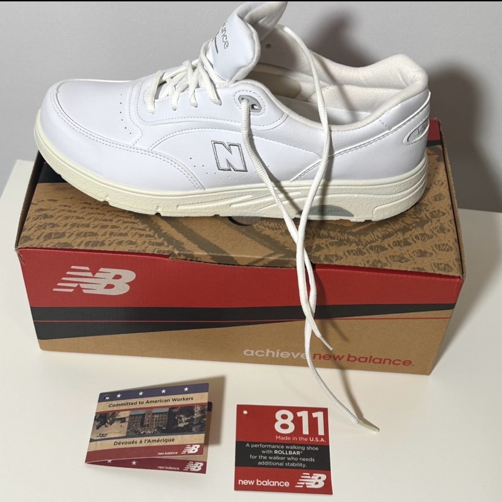 NIB New Balance Men's 811 White Walking Shoes With Rollbar Stabilizing Support